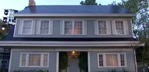 Home with solar roofing panels