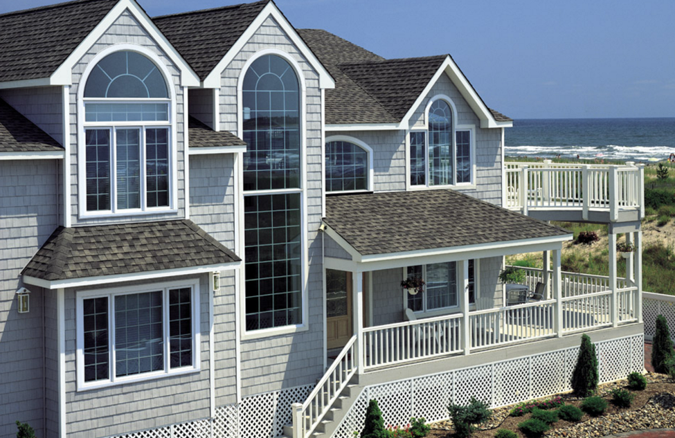 Professional siding installation.