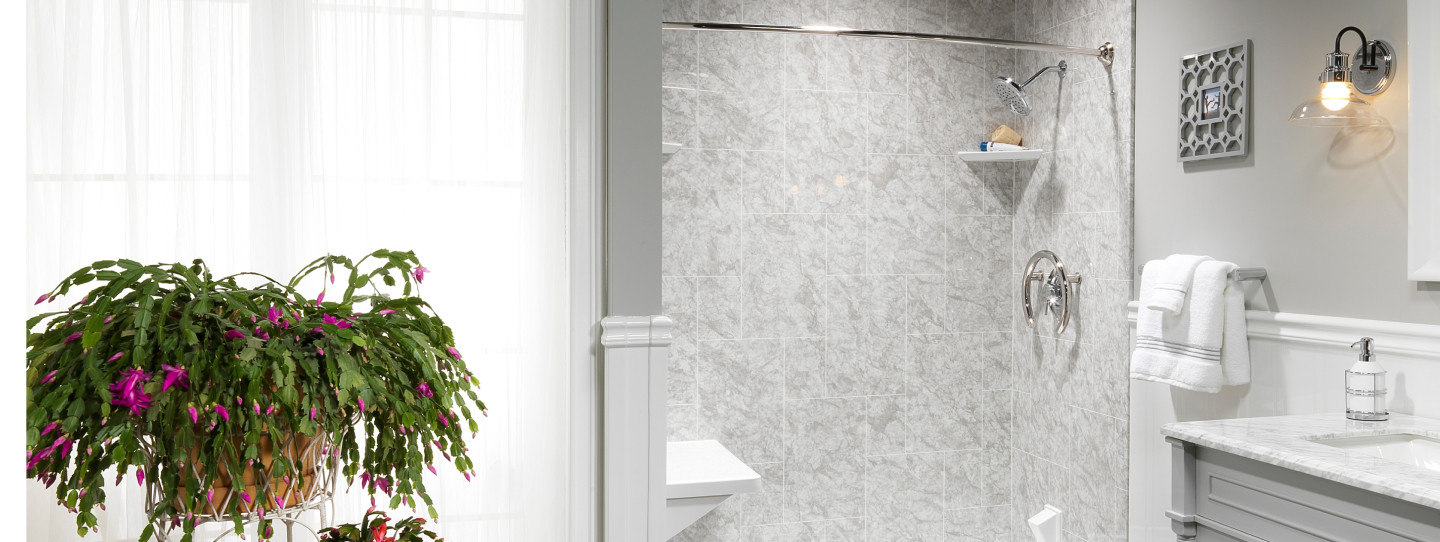 Image of a shower with a bench installed by Long Home team
