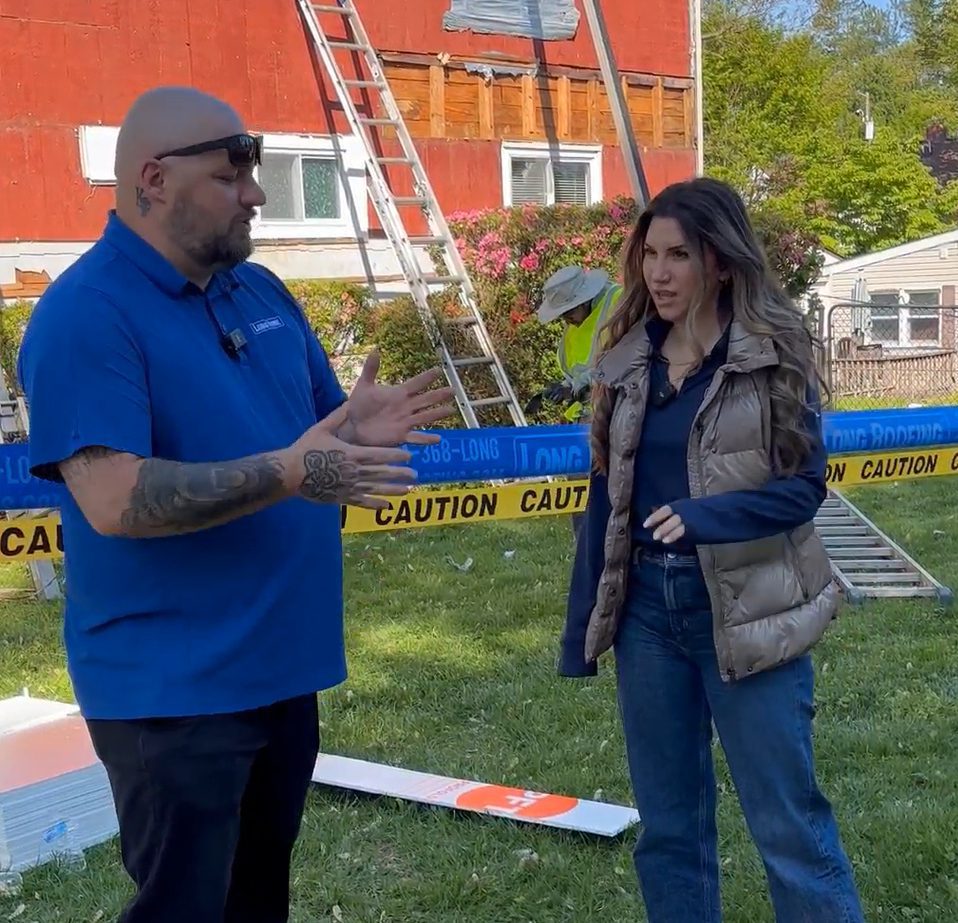Katie Long DePaola with Joshawa Herr at construction site