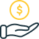 Logo of a palm holding a dollar sign